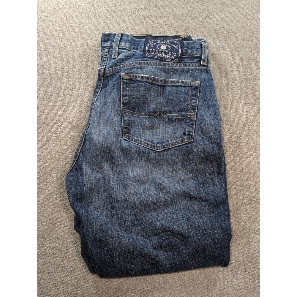Lucky Brand Loose Fit Men‎ Size 36 Jeans Zip Fly Gene Montesano SHORT Inseam 28